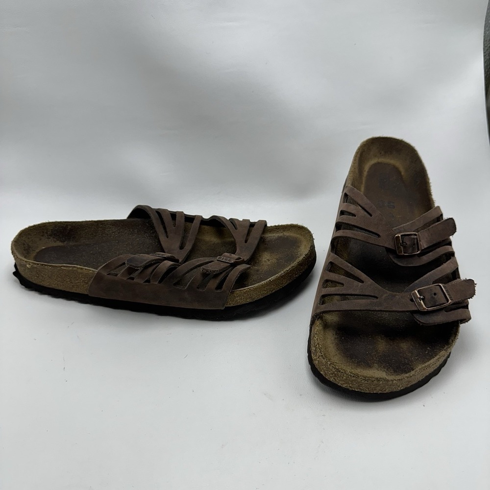 Birkenstock Granada‎ Leather Womens Brown Suede Sandals Buckle EU 40